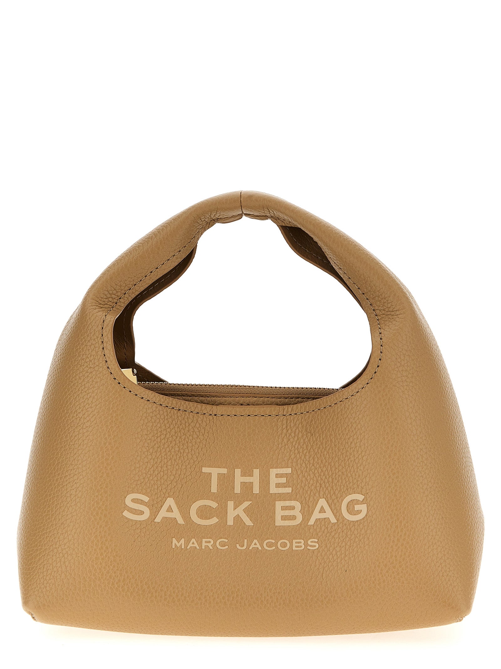 This Mini Pouch Clutch Handbag by Marc Jacobs for women in bos taurus calf suede leather and beige presents a sculptural silhouette featuring a secure magnetic, ample , and versatile handle for a sculptural finish.
