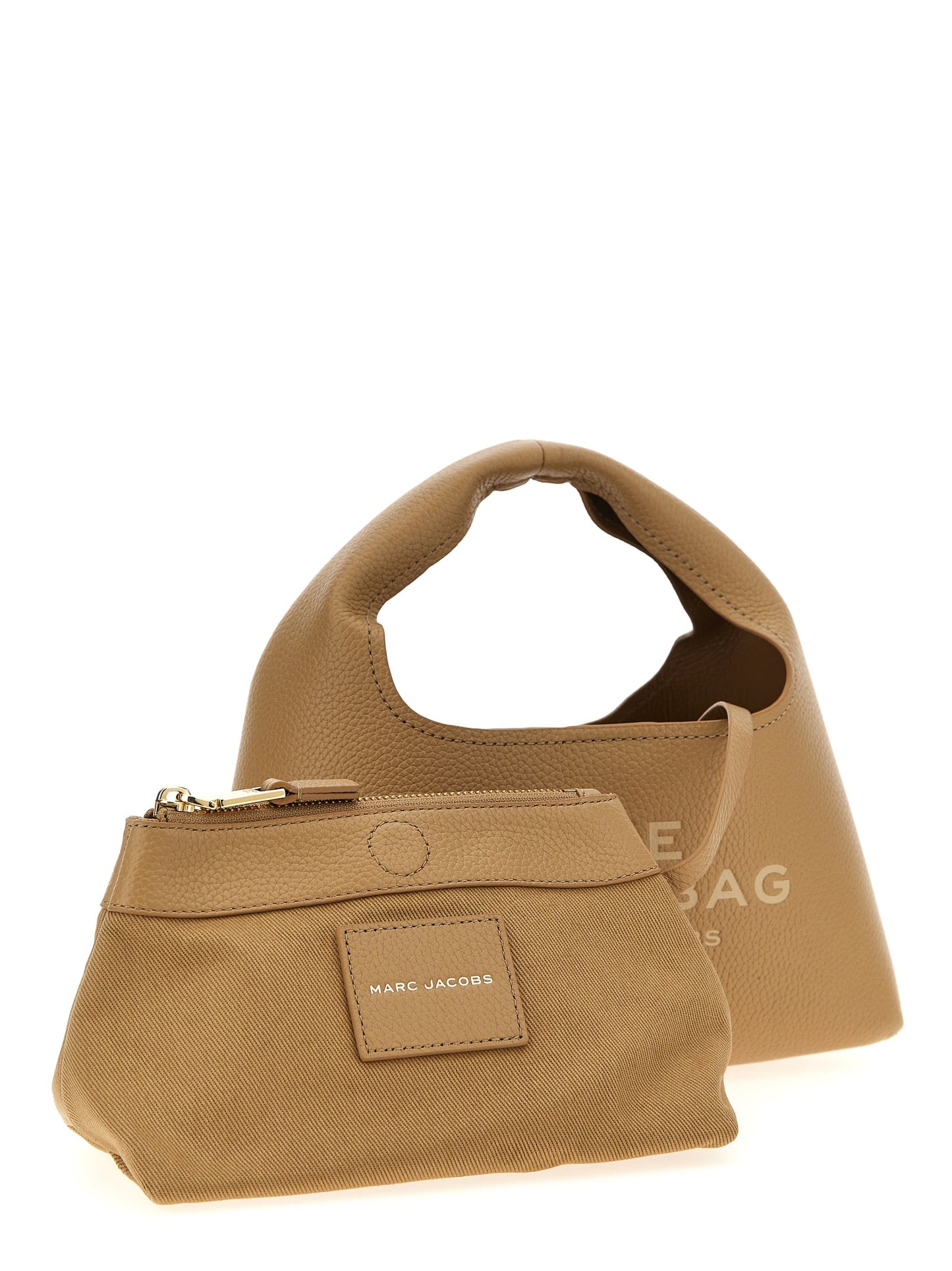 Mini Pouch Clutch Handbag by Marc Jacobs for women in bos taurus calf suede leather beige features a exquisite silhouette, showcasing a secure magnetic and exquisite with versatile handle for a exquisite finish.