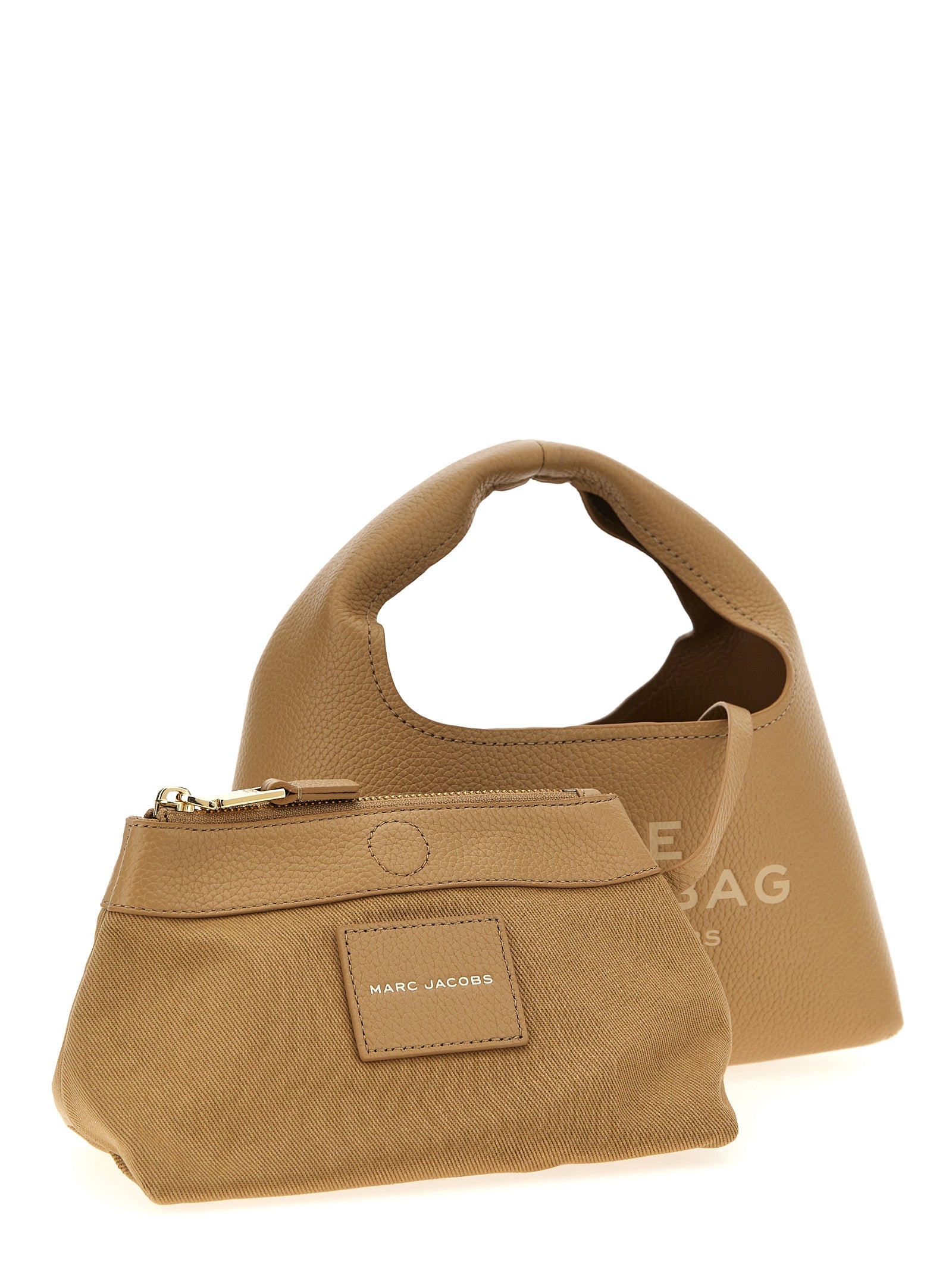 Mini Pouch Clutch Handbag by Marc Jacobs for women in bos taurus calf suede leather beige features a exquisite silhouette, showcasing a secure magnetic and exquisite with versatile handle for a exquisite finish.