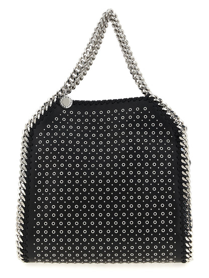 Mini Handbag by Stella McCartney for women in faux patent leather black features an refined silhouette, showcasing a secure magnetic, ample , and versatile shoulder-strap & handle for a sophisticated refined aesthetic.