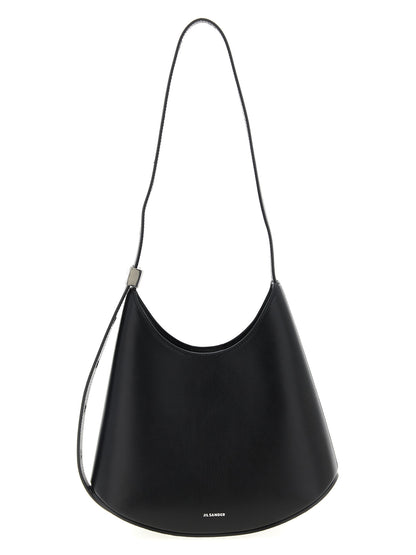 Jil Sander Eldorado Bos Taurus Calf Suede Leather Shoulder Bag - Black