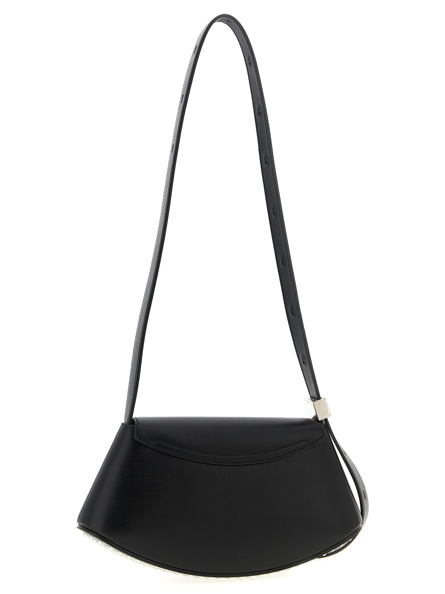 Crossbody Flap Handbag by Jil Sander for women in bos taurus calf suede leather black features an multi-faceted design with a secure flap, magnetic & buckle, ample , and versatile crossbody-strap, shoulder-strap, adjustable-strap & handle for a multi-faceted finish.