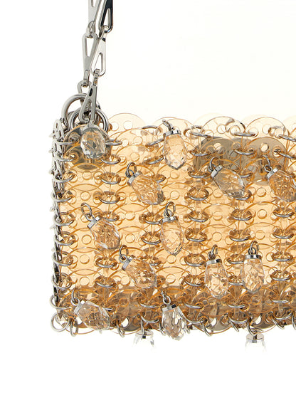 Shoulder Bag by Paco Rabanne for women in leather & crystal multicolor, pink & transparent features a effortless chic silhouette with a secure magnetic, ample , and versatile shoulder-strap & handle for a effortless chic finish.