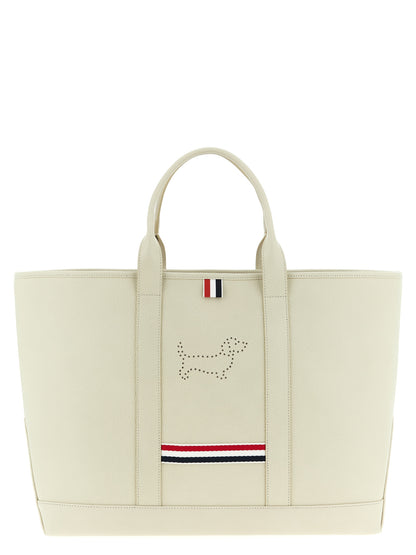 Thom Browne White Calfskin Tote Bag