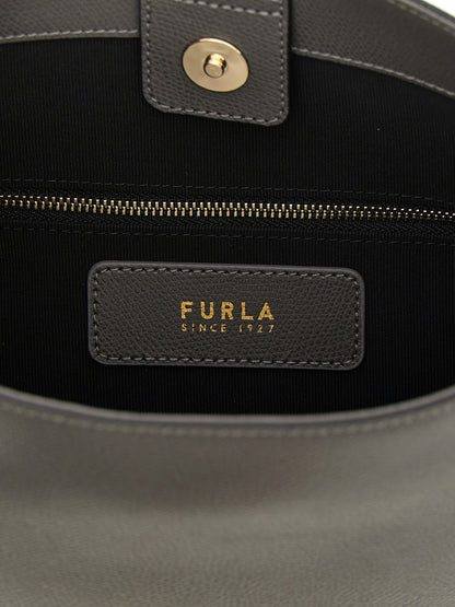 Furla Gray Calfskin Shoulder Bag