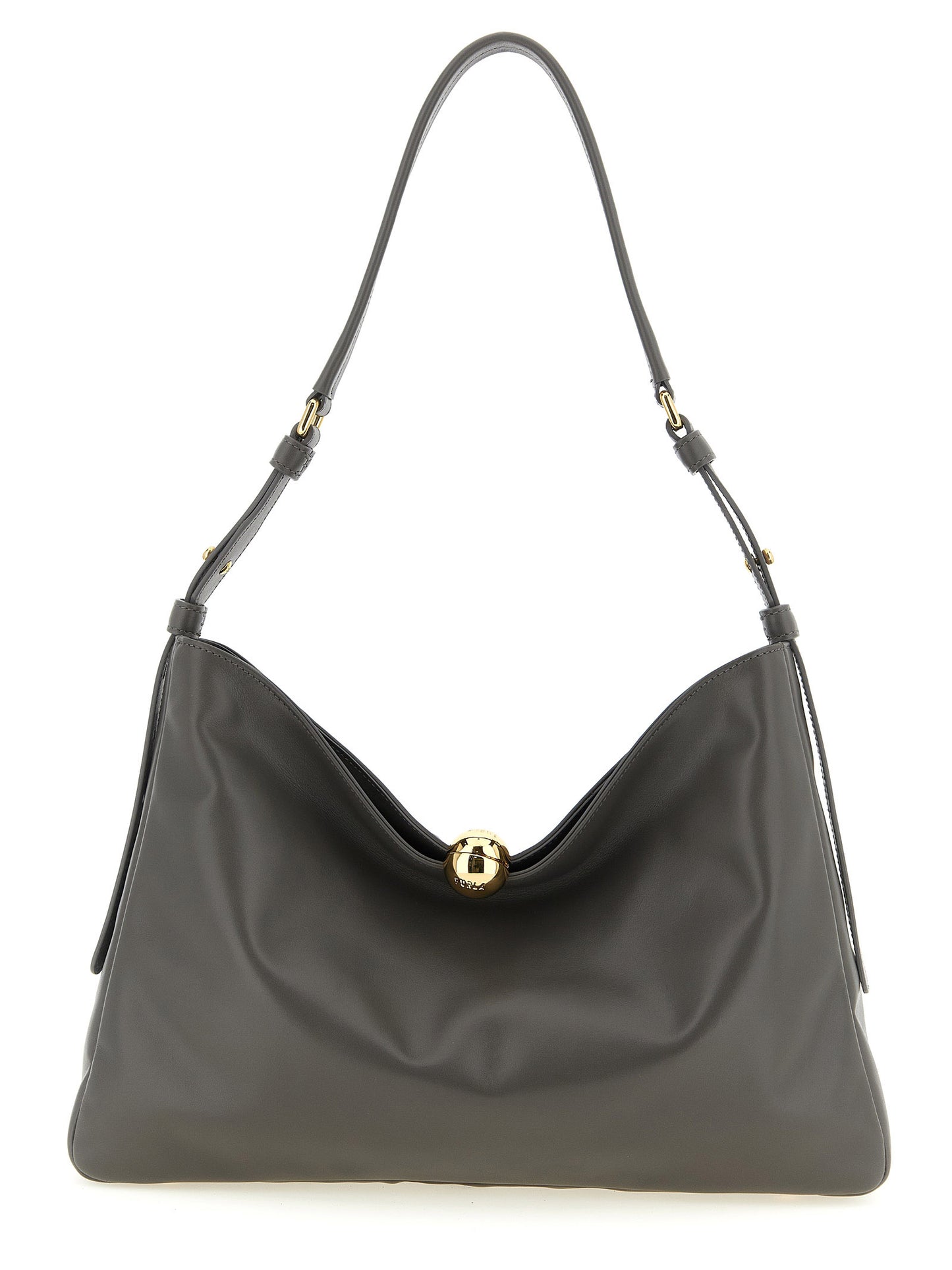Furla Gray Calfskin Shoulder Bag