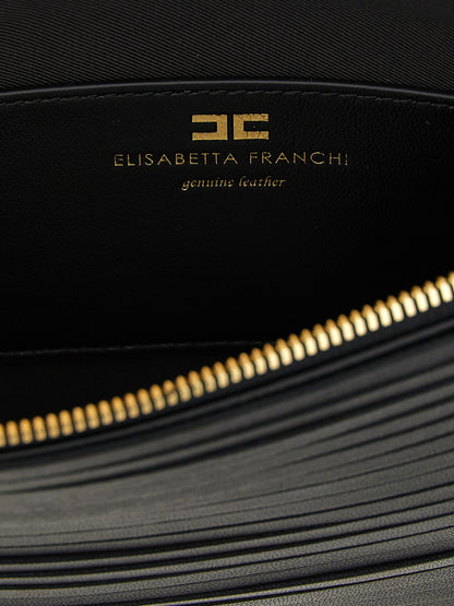 Elisabetta Franchi Black Leather Clutch Bag
