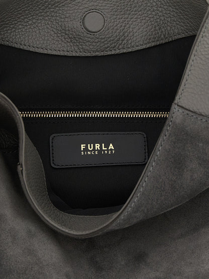 Furla Gray Calfskin Shoulder Bag