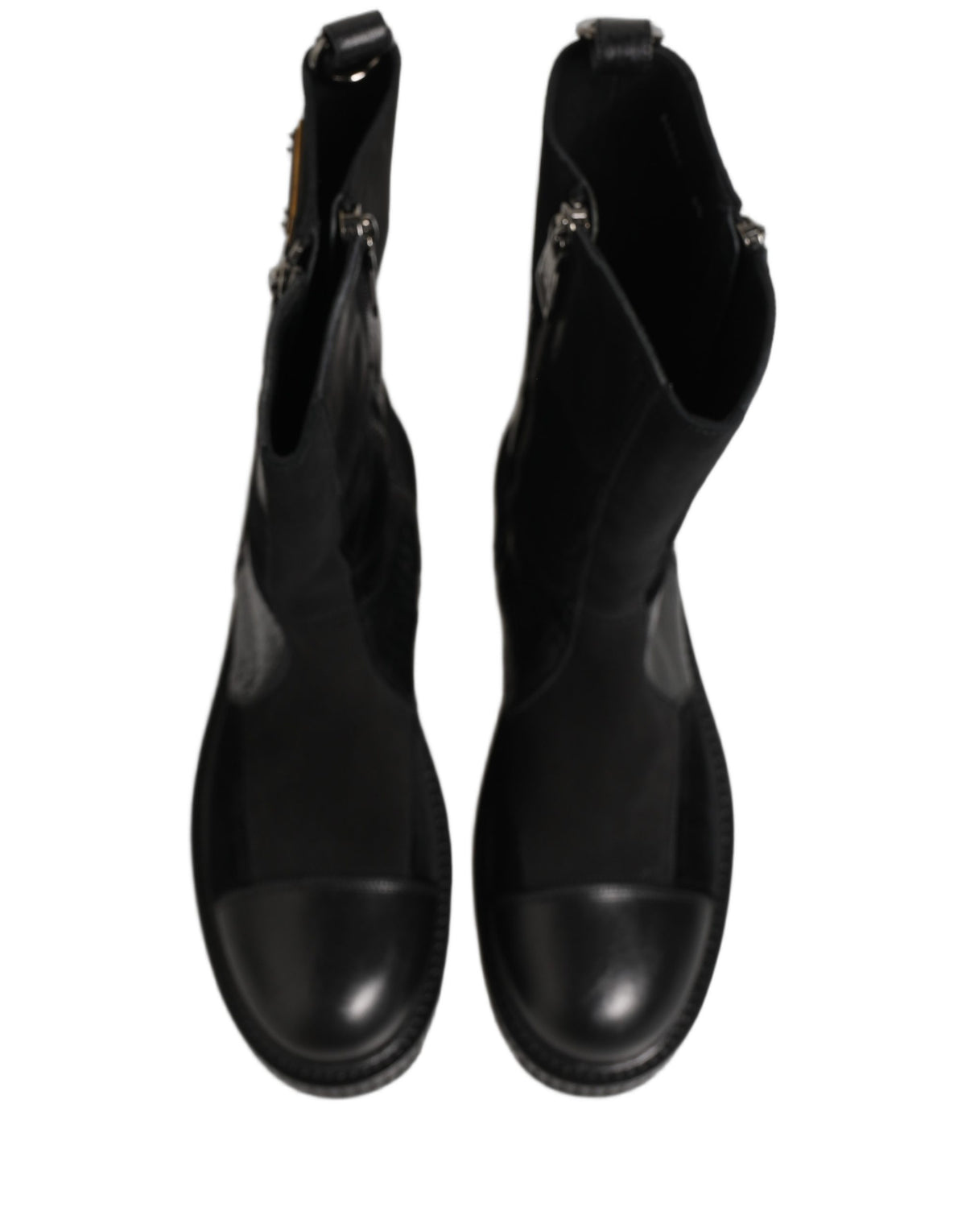 Dolce & Gabbana Men's Leather & Cotton Flat Mid-Calf Short Boots - Black Patchwork