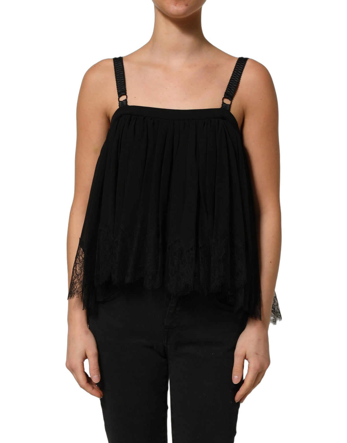 Dolce & Gabbana Women's Sleeveless Lace & Silk Tunic - Black Floral