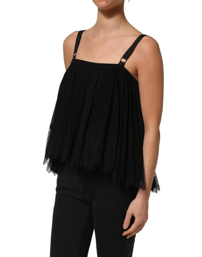Dolce & Gabbana Women's Sleeveless Lace & Silk Tunic - Black Floral