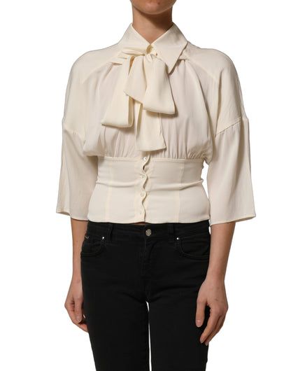 Dolce & Gabbana Women's Long-Sleeve; Short-Sleeve Silk Blouse - Ivory White