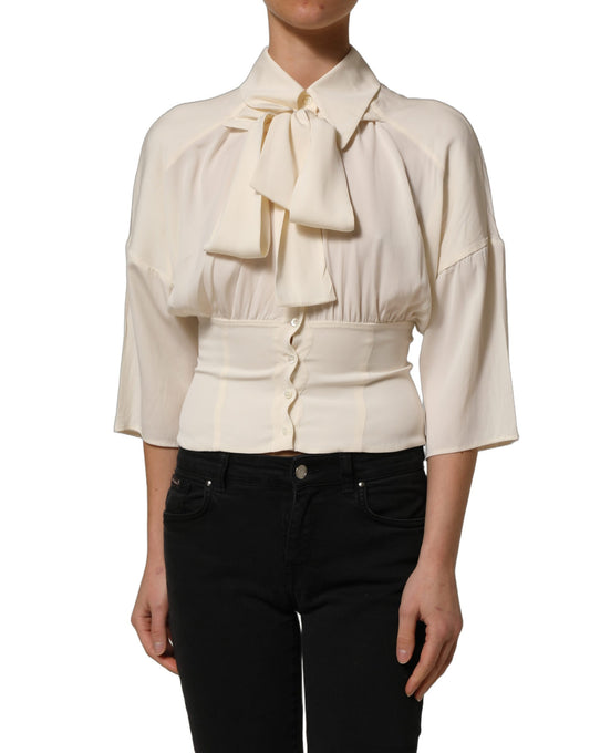 Dolce & Gabbana Women's Long-Sleeve; Short-Sleeve Silk Blouse - Ivory White