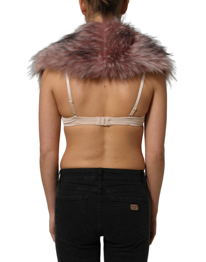Dolce & Gabbana Women's Sleeveless Acrylic Polyester & Faux Fur Blouse - Pink