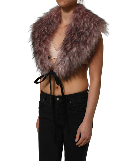 Dolce & Gabbana Women's Sleeveless Acrylic Polyester & Faux Fur Blouse - Pink