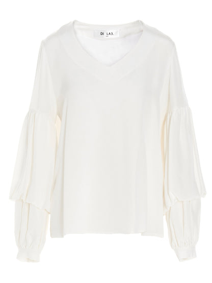 DI.LA3 PARI' White Silk Blouse
