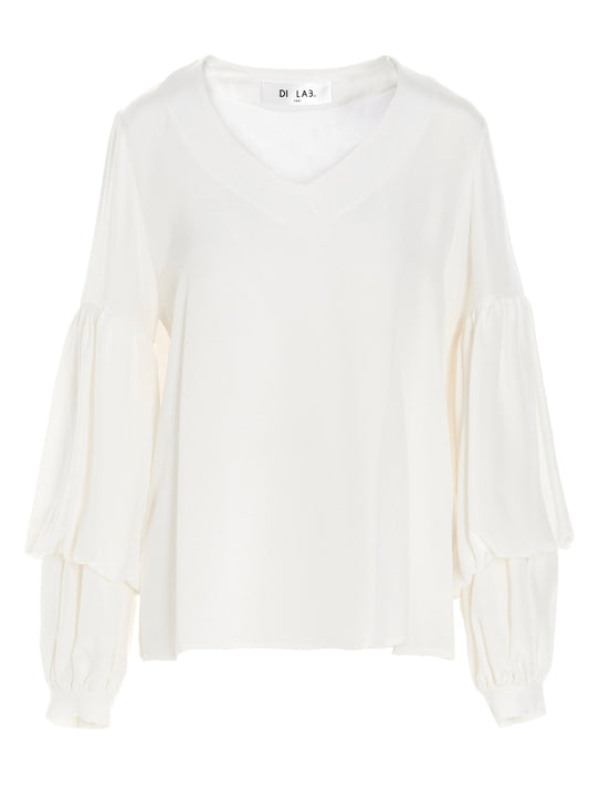DI.LA3 PARI' White Silk Blouse