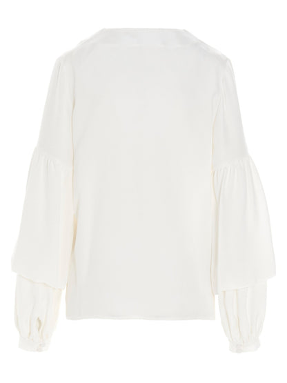 DI.LA3 PARI' White Silk Blouse