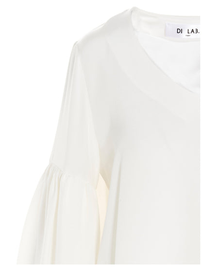 DI.LA3 PARI' White Silk Blouse