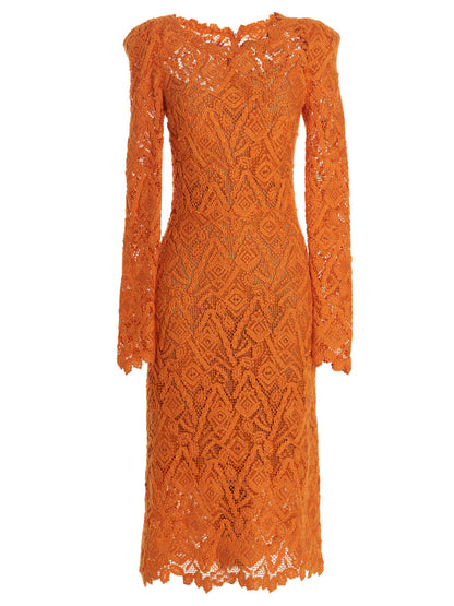 Ermanno Scervino Orange Wool Midi Dress