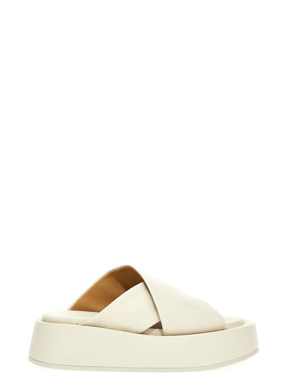 Marsell White Calfskin Slides