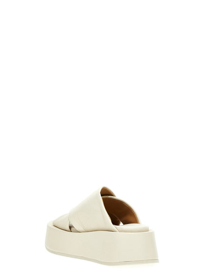 Marsell White Calfskin Slides