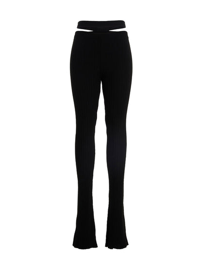 ANDREĀDAMO Black Viscose Flared Pants