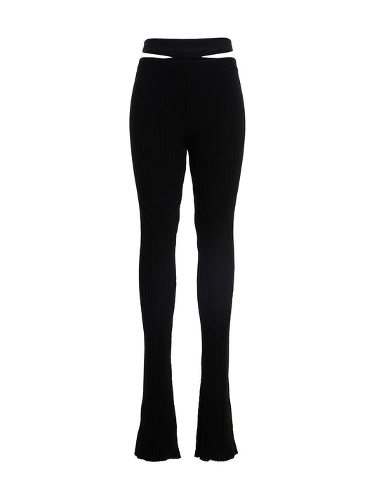 ANDREĀDAMO Black Viscose Flared Pants