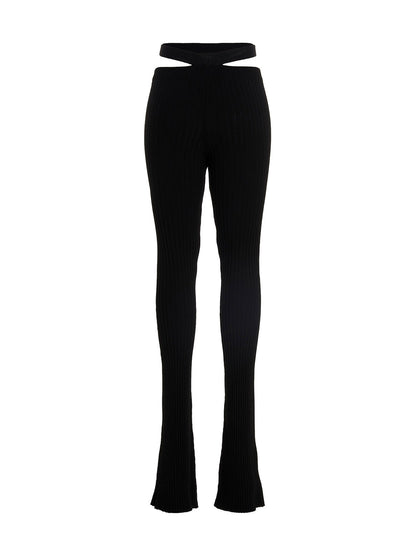 ANDREĀDAMO Black Viscose Flared Pants
