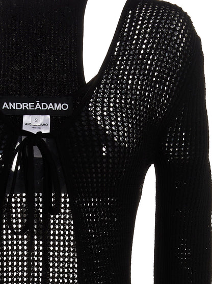 ANDREĀDAMO Black Viscose Cardigan