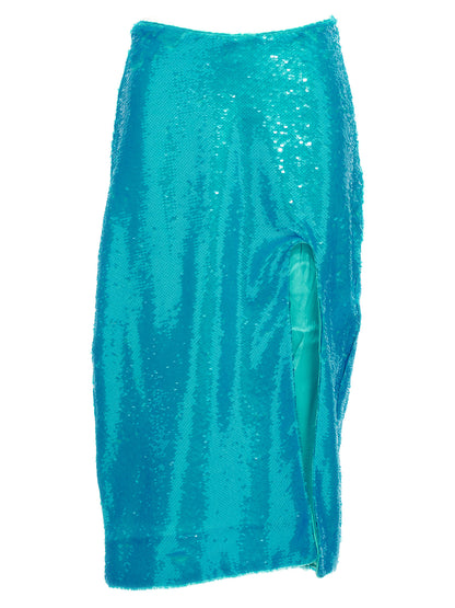 Ganni Blue Recycled Polyester Midi Skirt