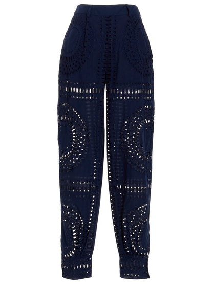 Alberta Ferretti Blue Cotton Casual Pants