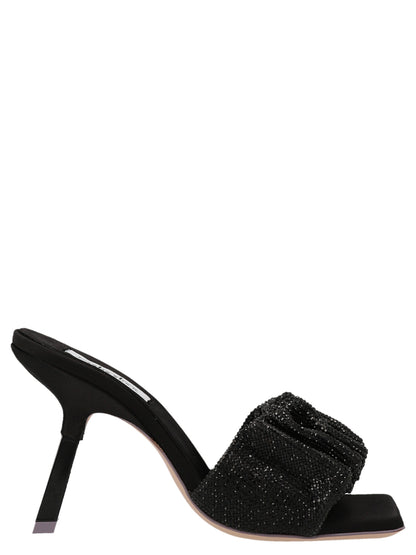 SEBASTIAN Black Goatskin Stiletto Heel Sandals