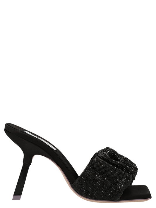 SEBASTIAN Black Goatskin Stiletto Heel Sandals