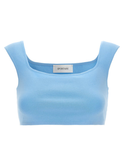 Sportmax Blue Cotton Sleeveles T-Shirt