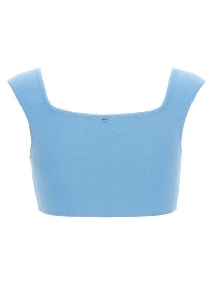 Sportmax Blue Cotton Sleeveles T-Shirt