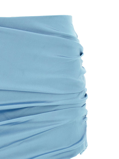 Alessandra Rich Blue Silk Long Skirt