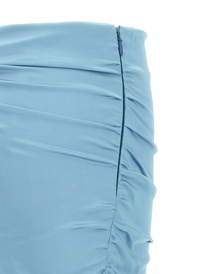 Alessandra Rich Blue Silk Long Skirt