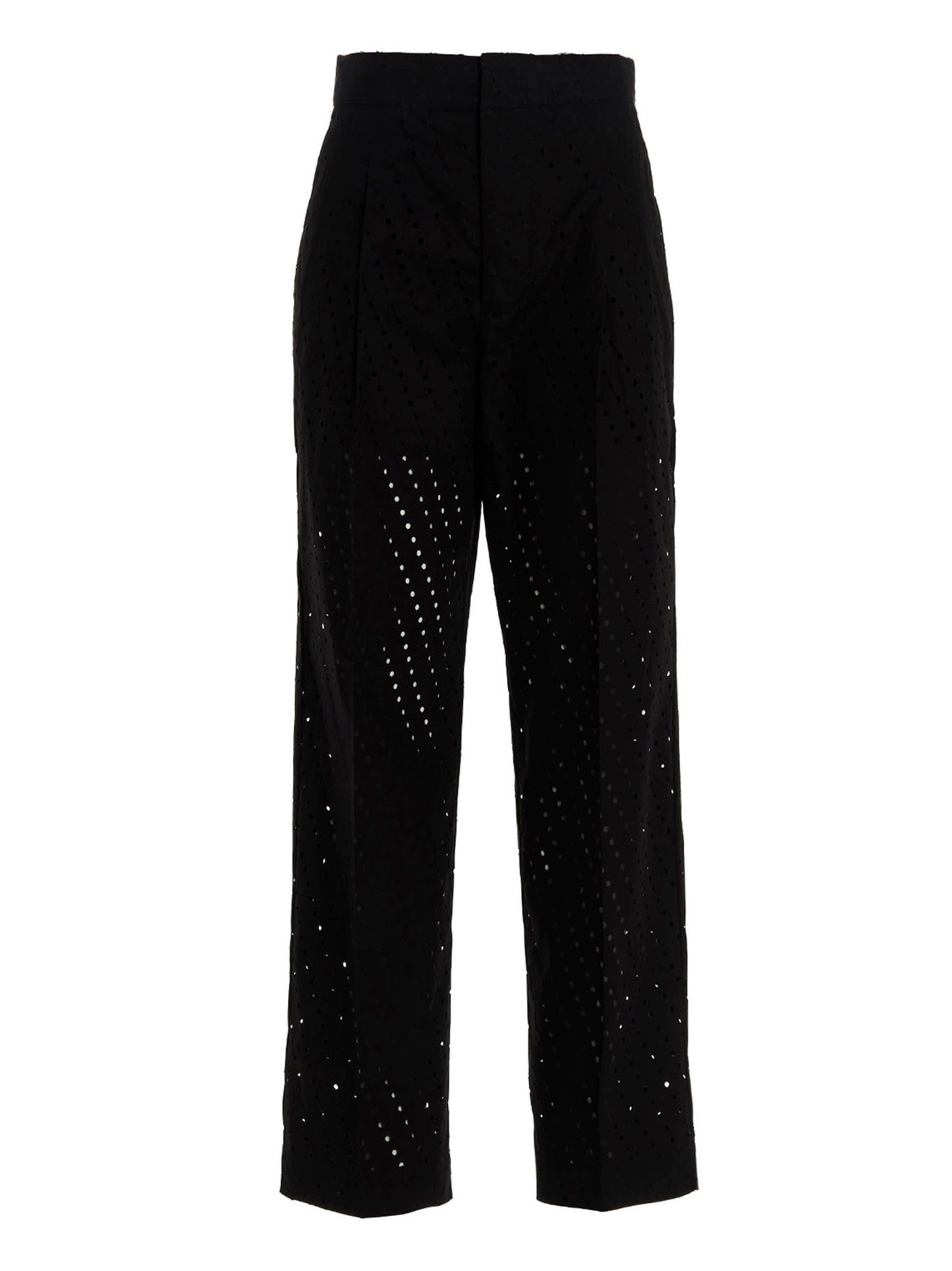NUDE Black Cotton Casual Pants