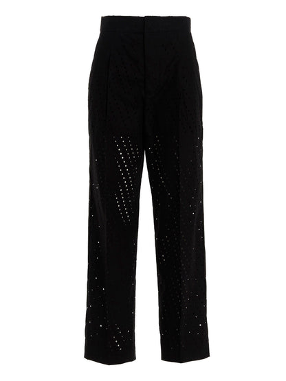 NUDE Black Cotton Casual Pants