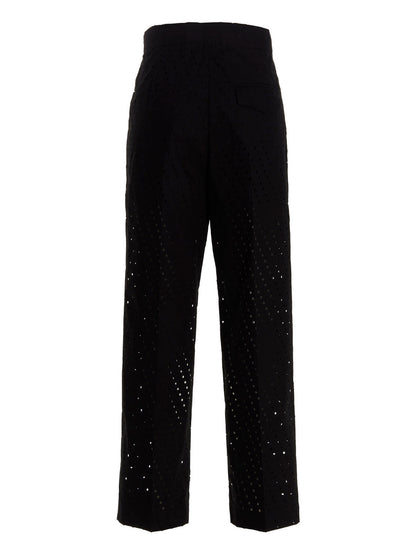NUDE Black Cotton Casual Pants