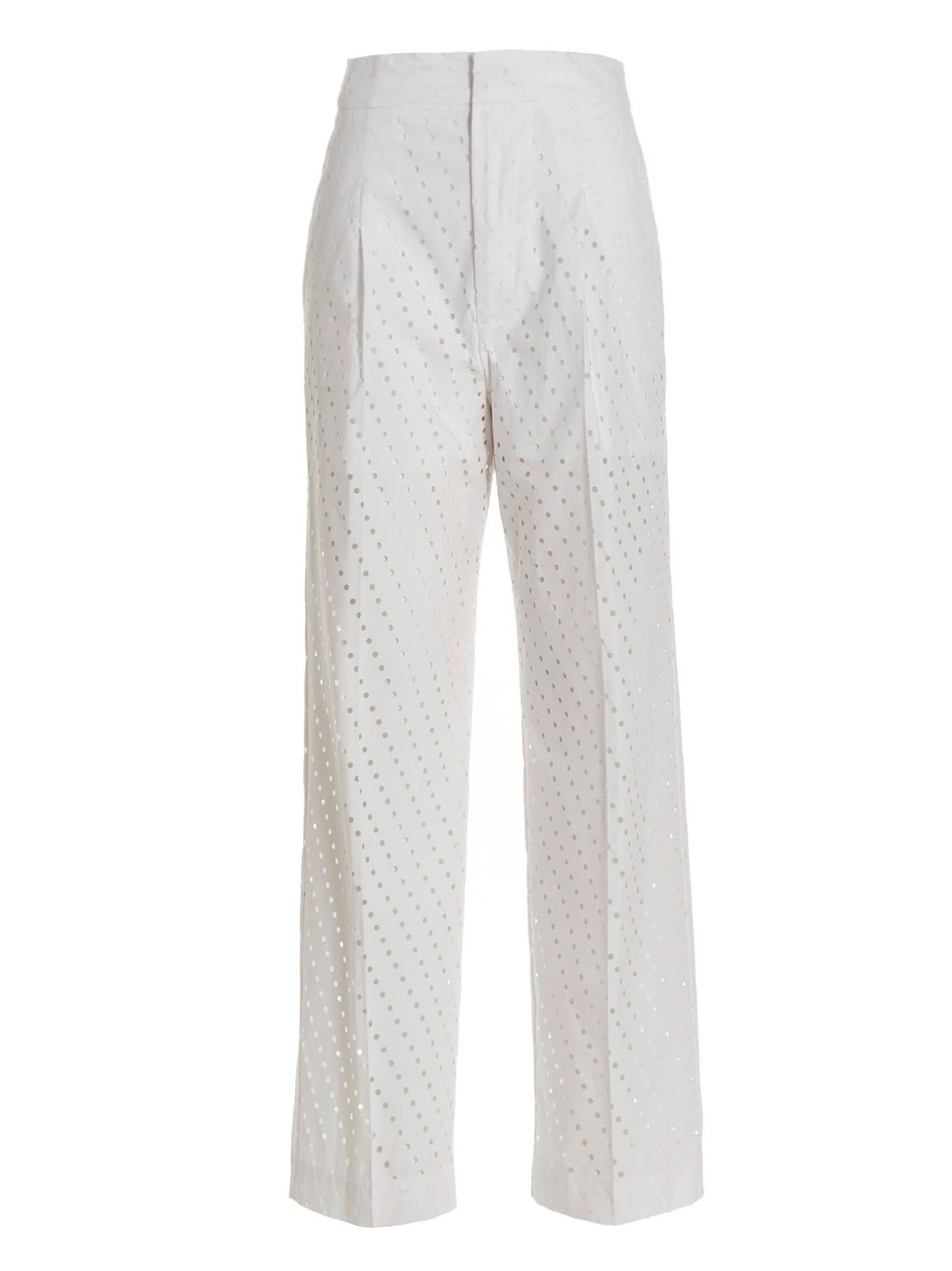 NUDE White Cotton Casual Pants