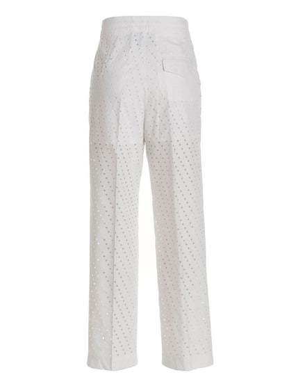 NUDE White Cotton Casual Pants