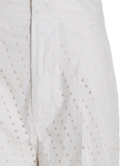 NUDE White Cotton Casual Pants