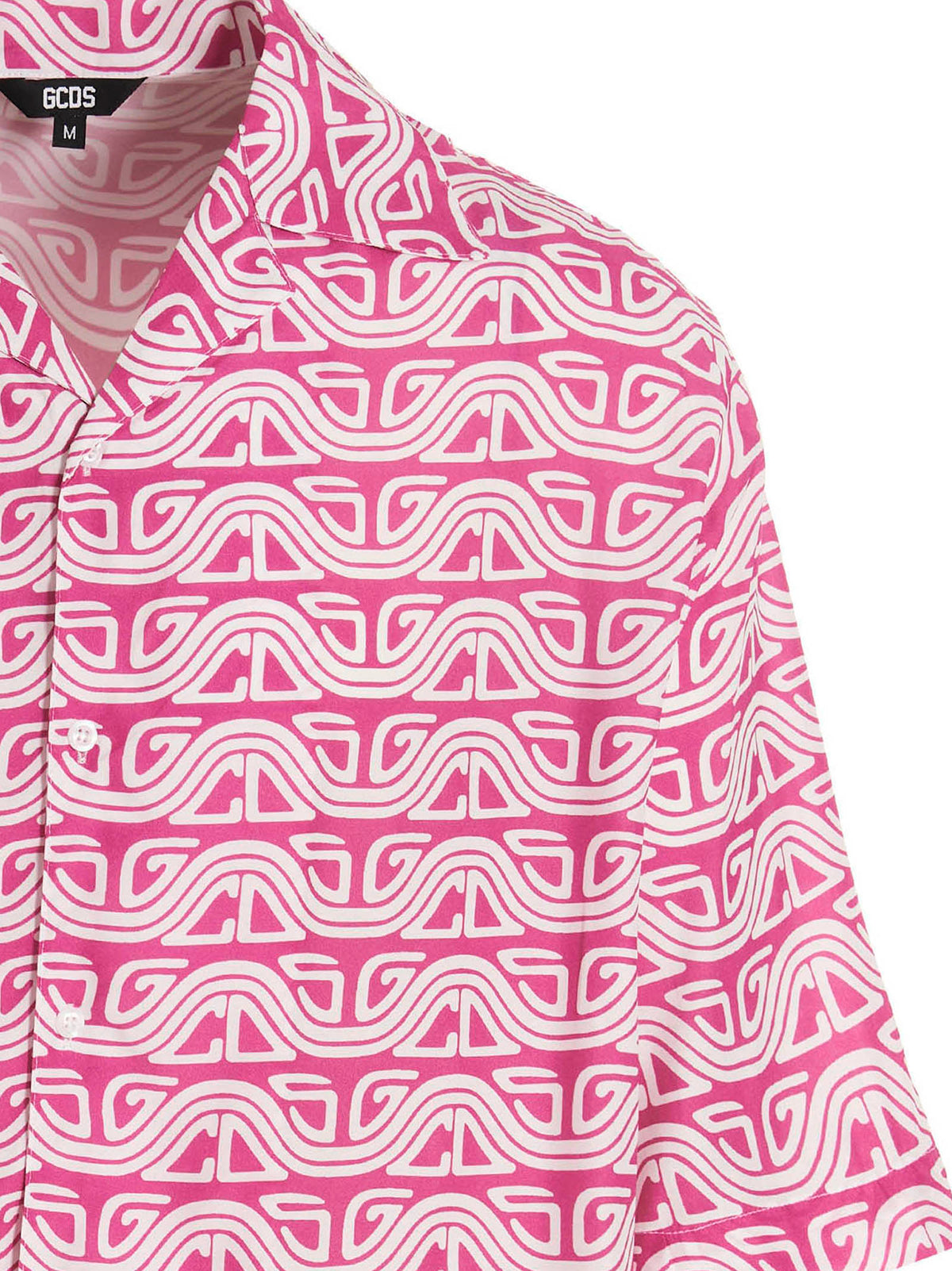 Shirt by GCDS for men in viscose fuchsia & print, featuring a nuanced and nuanced for a sophisticated finish.