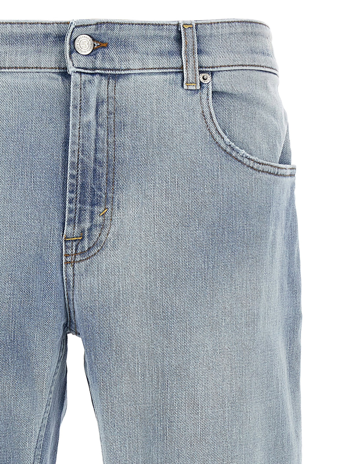 Jeans by Department 5 for men in stretch denim cotton light-blue features a polished silhouette with a polished slim, reaching a polished long and finished with a polished .