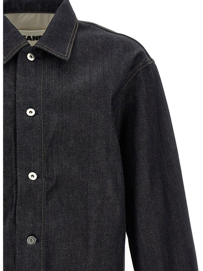 Jil Sander Blue Cotton Blouse