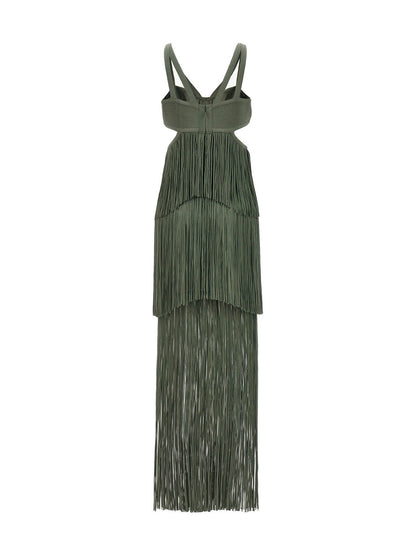 Hervé Léger Bicolor Rayon Long Dress