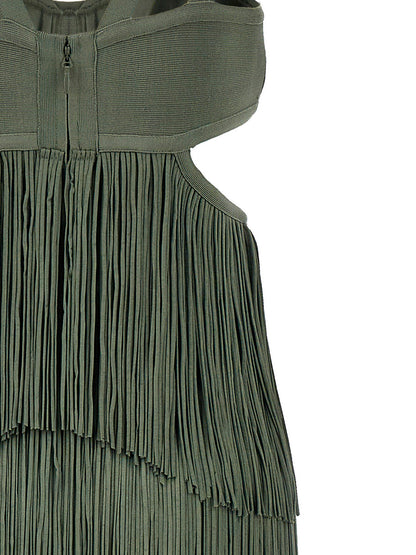 Hervé Léger Bicolor Rayon Long Dress