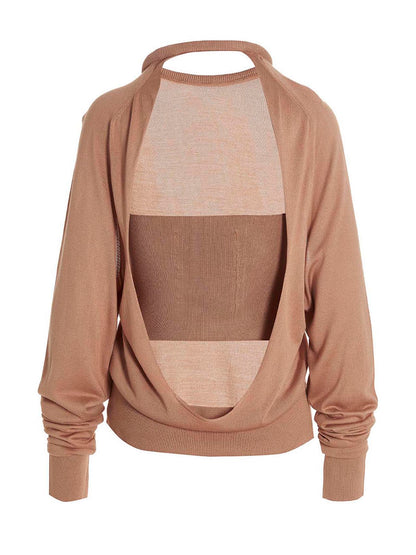 RAMAEL Beige Silk Cardigan